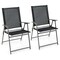 Costway 2pcs Patio Folding Portable Dining Chairs Metal Frame Armrests Garden Outdoor Black/Gray/White
